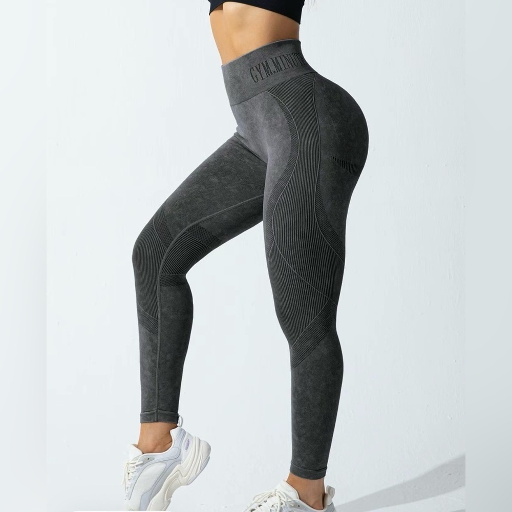 Gym Minute TikTok Dark Gray High Waist Scrunch Leggings size XL